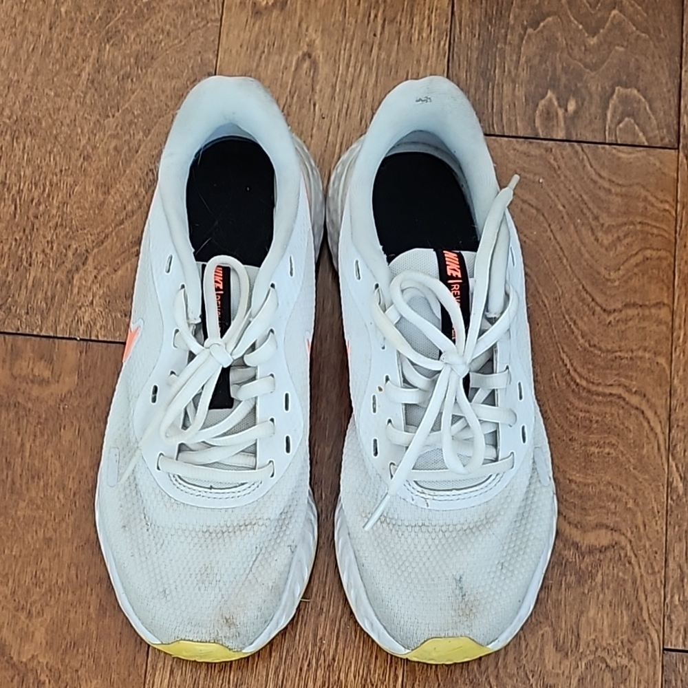 Nike White Sneakers with Orange Accents